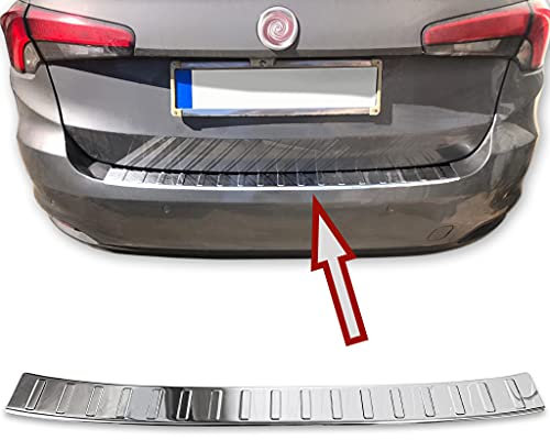 Recambo | Protector de Parachoques Trasero | Compatible con Fiat Tipo Combi | Tipo 356 | a Partir de 2015 | Acero Inoxidable Cromado | Protección Borde de Carga