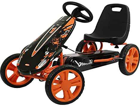 hauck Go-Kart Speedster für Kinder ab 4 Jahren bis 50 kg Köpergröße 90-110 cm, Tretauto mit Handbremse, verstellbarem Sitz, Vor- und Rückwärtsgang, Pedalantrieb, EVA Rreifen (Orange)