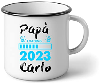 bubbleshirt Tazza in alluminio Papà PERSONALIZZABILE Loading 2023 Festa del Papà Maschietto Regalo Papà