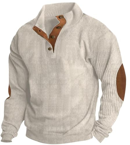 Chemises en velours côtelé pour homme - Automne - Hiver - Col à revers - Boutonnière - Pull en flanelle, Abricot, L