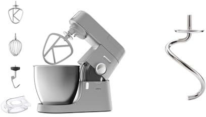 Kenwood KVL4100S Impastatrice Planetaria Chef XL con Ciotola da t,7L, 3 Ganci di Miscelazione & Küchengeräte KAT72.000SS - Gancio per impastatrice adatto per tutte le macchine da cucina