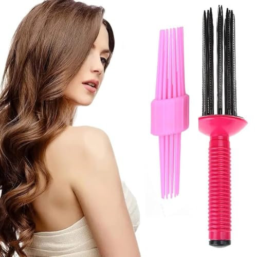 2PCS Curling Roll Comb, 2024 New Curly Hair Styler Tool,Three Different Sizes of Styler for Curly Hair, Hair Fluffy Curling Roll Comb, Professional Curling Comb for Hair Salon