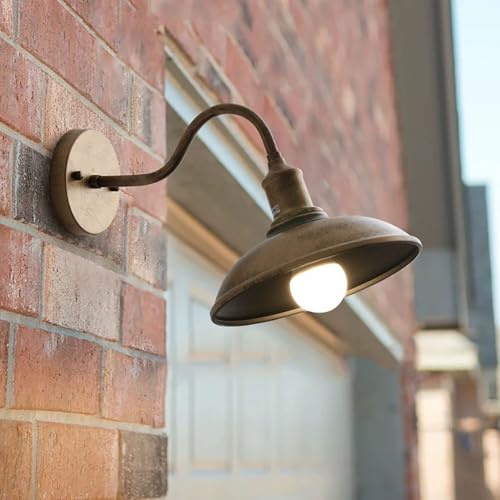 Luces De Granero Grandes De 11,4 Pulgadas, Aplique De Pared Negro Con Cuello De Cisne Para Exteriores, Luz Industrial, Soporte De Pared Exterior Impermeable,Escaparate E Iluminación De Letreros.