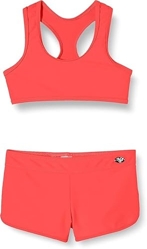 Haute pression Tvådelad baddräkt för flickor enfärgad bikini, Fluo korall, 16 �r