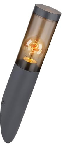 Außenwandlampe Wandleuchte Edelstahl Wandleuchte Fackel Aussen Gartenlampe, anthrazit rauch, 1x LED 6W 806Lm warmweiß, DxH 7,6x40 cm