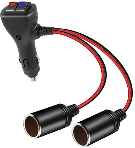 MISYNLON Répartiteur allume-cigare de voiture avec double interrupteur, adaptateur allume-cigare 12 V 2 prises en Y, 1 à 2 ports d'alimentation CC pour tablettes, caméras de bord, GPS