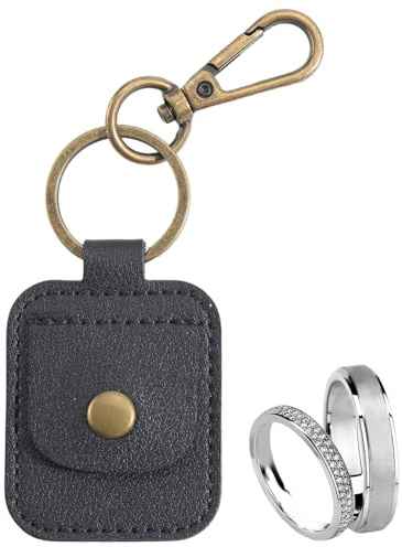 CRASPIRE Portachiavi Porta Anello in Pelle Portatile Nero Portachiavi da Viaggio Mini Porta Monete per Anello di Matrimonio Collana Plettri per Chitarra Regalo per Donne