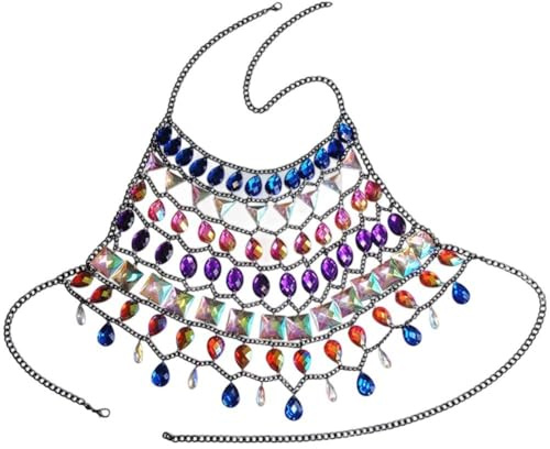 Uzztfa Funkelnde Kristall-Kette, Neckholder, Strasssteine, Brust-körperketten, Nachtclub, Strand, Bikini, Bauchfreie Tops, Körperschmuck Für Frauen