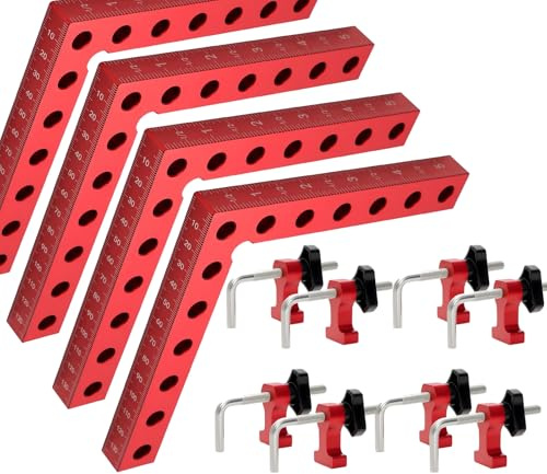 SUNNYNEST 4 Packs 140mm Right Angle Fixing Clip 90 Degree L-Shaped Auxiliary Positioning Squares Right Angle Clamps Fixing Clip Woodworking Corner Clamping Square Tool