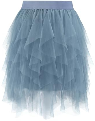 TRIWORKS Damen Tüllrock Hohe Taille Puffy Tüll Rock A-Linie Midirock für Party Halloween Karneval
