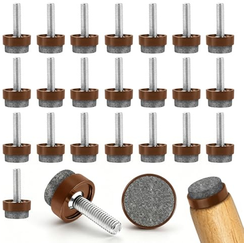 24PCS M6 Deslizadores Fieltro 19mm PTFE Teflón Regulable Nivelación Muebles