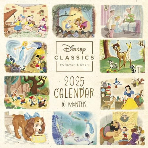 Pyramid – Disney Classics 2025 Broschürenkalender, 30x30cm, Monatskalender für Fans der Disney-Klassiker, Wandkalender mit bunten Illustrationen, nachhaltig nur mit Papierumschlag
