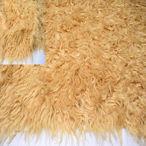 StoffBook goldbeige Kunstfell Zottelfell 7-8cm Langhaar Kuschelfell Plüschstoff für Nähen, Dekoration, Kostüme, Kuscheltiere, Pelzimitat, Webpelz, Teddyfell, Fellstoff Stoff, d469