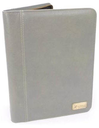 Catwalk Collection Handbags - Damen A4 Leder Notizbuchtasche - Konferenzmappe mit Reißverschluss - Für Tablet und Notizbuch - Chloe - Grau