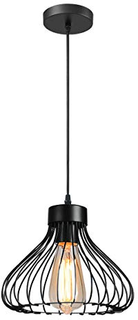 iDEGU - Lámpara de techo industrial para cocina, comedor, salón, dormitorio, bar, pasillo, restaurante, 23 cm, color negro (1 luz)