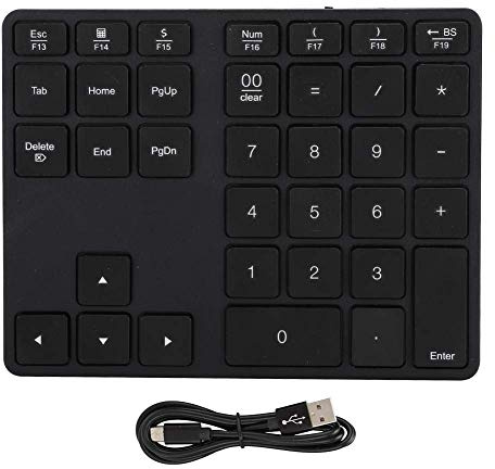 fasient Teclado Númerico Bluetooth, Delgado Portátil Recargable 35 Teclas Teclado Inalámbrico, Compatible con y para Mac OS/iOS, para Pro, para Air/Pro, etc(Black)