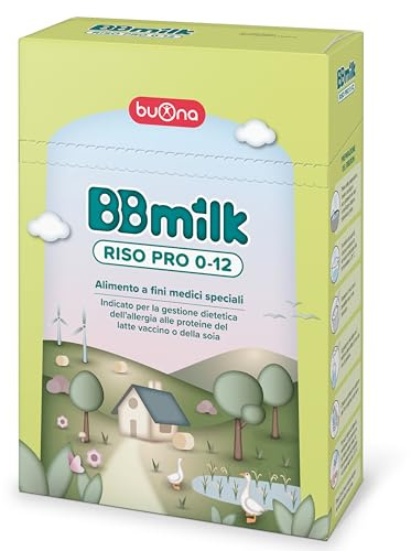 Buona BBmilk RISO PRO 0-12 Mesi, Alimento alternativo al Latte in Polvere per Neonati 400g, Alimento a Fini Medici Speciali per Neonati con Disturbi alle Proteine del Latte Vaccino o della Soia