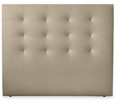 DUÉRMETE ONLINE Cabecero París Acolchado, Tapizado en Polipiel de Alta Gama, Beige, 145 x 120 cm (Cama 135/140)