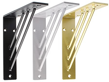 Natural Goods Berlin 2x Regalwinkel CHARLOTTENBURG | Regalhalter Metall Wandmontage flexibel | Regalträger Wandregal schmal Schweberegal Küche Büro Regalstütze Natural Goods Berlin (180cm, Gold)