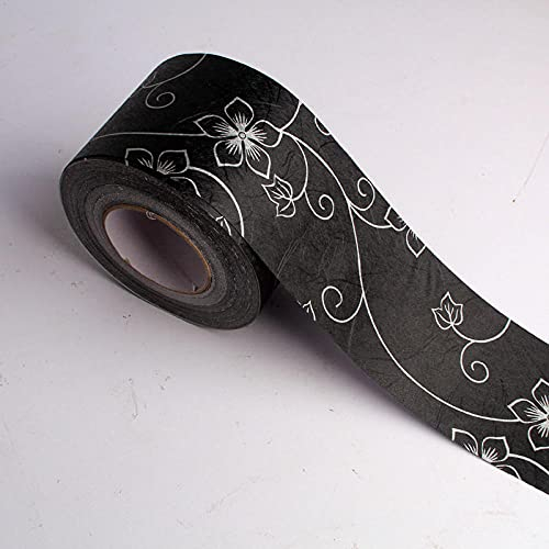 Dostear Bordi Greche Pannelli Adesivi Bordo Adesivo per Pareti Striscia Adesiva Muro Decorativa Greca Adesiva per Parete Fiori in bianco e nero 15 X 500cm