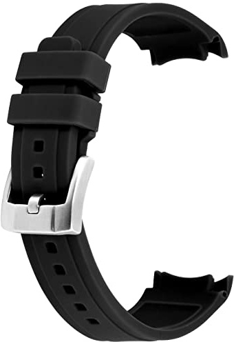 YISIWERA 20mm Premium Crafter schwarzes Silikon Uhrenarmband Universal gebogenes Ende Gummi Uhrenarmband Armband gebürstetem Edelstahl Dornschließe für Männer Frauen