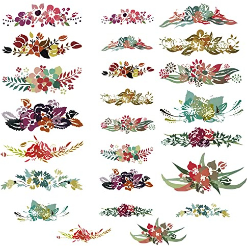Woohome 24 Stück Patches zum Aufbügeln Blumen Transferpapier zum Aufbügeln Aufnäher Patches Bügeln Thermotransfer Bügelbilder Blume für Kleidung, T-Shirt, Jeans, Taschen DIY