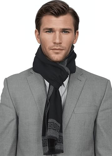 Ocomfly Herren Kaschmir-Schal – Premium-Schal für Herren in Geschenkverpackung Ultra warm, weich, langlebig und stilvoll. Limitiert erhältlich., Schwarzer griechischer Schlüssel, Once size fits all