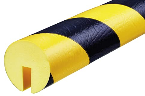 KAS1-GS Kantenschutzprofil von SMI-Kantenschutzprofi aus recyclebarem Polyurethanschaum für Innen- und Außeneinsatz geeignet - Gelb/Schwarz - Stoßschutz, Warnprofil, Schutzprofil, Rammschutz (5 m)