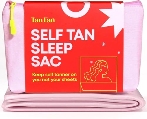 Tan Fan Self Tan Sleep Sac - Keep Sheets Clean From Fake Tan Stains - 100% Cooling Silky Poly Sleeping Sack - Won’t Rub or Absorb Tanning Lotion - Lightweight Breathable Large w Foot Openings