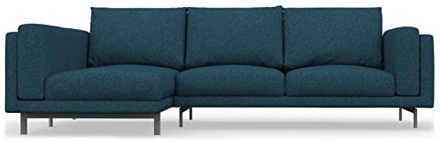 NOCKEBY 2-Sitzer-Sofa mit linker Chaiselongue, Ersatzbezug, handgefertigt, kompatibel mit NOCKEBY Sofa mit Chaiselonge, linke Seite, nur Bezüge (strapazierfähig, blau)