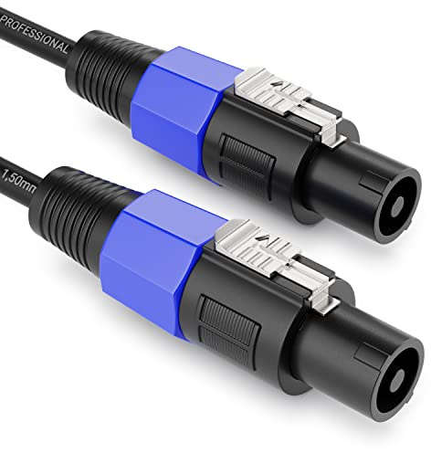 deleyCON 7,5m PA Lautsprecherkabel, OFC Kupfer, 2-polig, 2x 1,5mm² | Studio Qualität, Kabel für PA Lautsprecher, AWG15, 7,2mm, mit Metallverriegelung