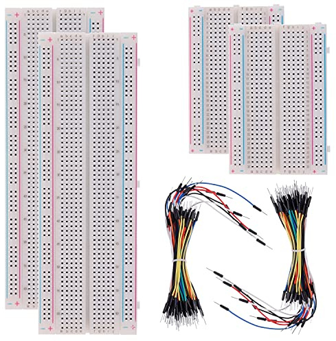 BOJACK Breadboard Kit Solderless Breadboard | 2 Pcs 830 Tie Points & 2 Pcs 400 Tie Points & 126 Pcs Flexible Breadboard Jumper Wires (3 Values 130 Pcs)