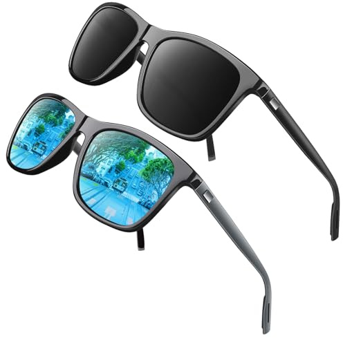 GQUEEN Polarisierte Sonnenbrille Herren Damen Rechteck Leichtgewicht