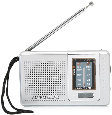 Tragbares AM FM-Radio, Tragbares Taschenradio, Eingebauter Lautsprecher, Digtail-Radiowecker, Batteriebetrieben mit 2 AA-Batterien und Großem Empfangsbereich, für Notfälle Im Innen- und Außenbereich