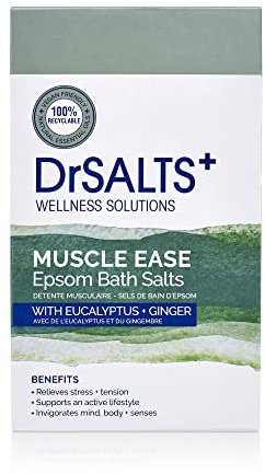 DrSALTS+ Muscle Ease Therapy Epsom Salts - Soothing Epsom Bath Salts to Relieve Strains, Pain & Stiffness with Eucalyptus & Ginger Essential Oils - Vegan & Cruelty-Free, 2kg
