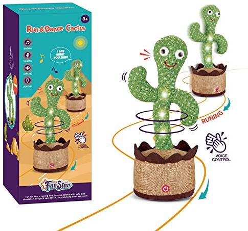 Cactus qui danse et répète,Jouet de Mignon Cactus Dansant,Luminescent Cactus Chantant ,Jouet Cactus Qui Repete Cactus Peluche Dansant pour Enfants Adultes(Chant 120+Danse+Enregistrement+Éclairage)
