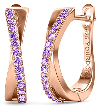 YOURDORA Pendientes Aro Retorcido de Plata de ley 925 para Mujer con Circonia Cúbica Joyas Regalos Originales