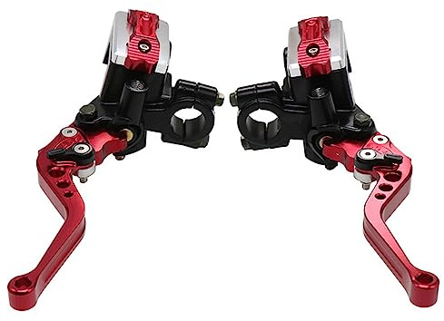 ZSDTRP Universal Motorrad 22 mm CNC Hydraulische Bremse Kupplungshebel Master Doppelpumpe mit Warnschalter Spiegelhalter für Roller Motorrad Mped ATV UTV Go Kart (rot)