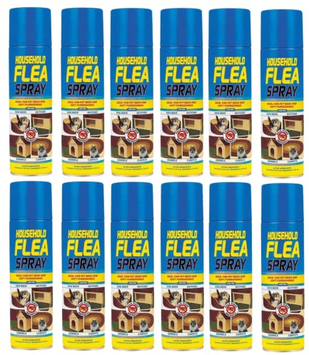 12 x Flea Spray for House Kills Flea Instantly Household Flea treatment for the home Dog Beds Cat Beds Hutches Kennels and Carpets Tick Protection Soft Furnishings 200ml