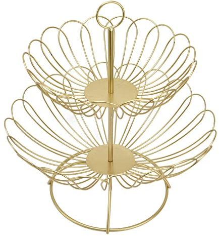 Cesta De Frutas Dorada, Frutero De 2 Niveles, Diseño Nórdico Moderno, Frutero Geométrico Para Mostrador De Cocina