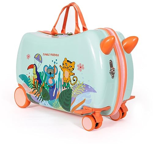 Milk&Moo Befahrbarer Kinderkoffer Jungle Friends, zum Sitzen & Ziehen, 21 L