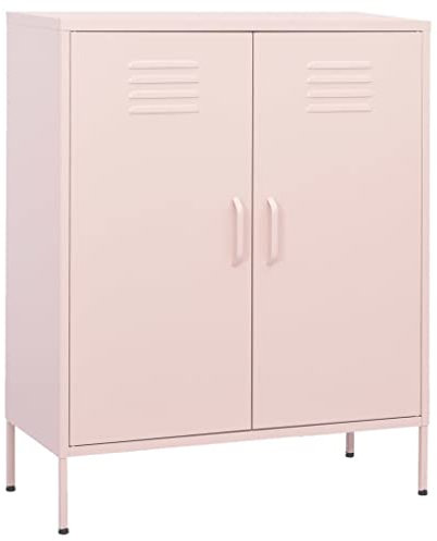Hommdiy Metallschrank Lagerschrank Stahlschrank Aktenschränke Metallschrank Werkstatt Rosa 80x35x101.5 cm Stahl