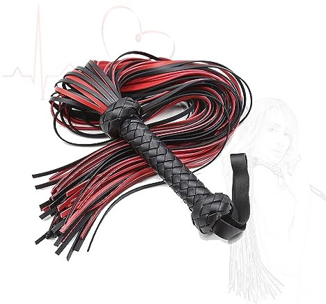 Frusta da equitazione in pelle esotica PU Frusta nera rossa MATERIALE: Realizzato in pelle PU per una maggiore durata.