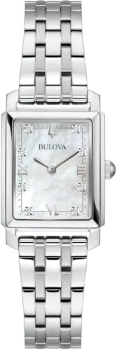 Bulova Damen Armbanduhr Classic Sutton mit silberfarbenem Edelstahlarmband, Gehäusedurchmesser: 21 mm, 96P244