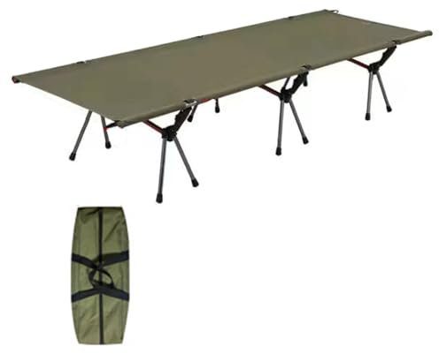 YVYKFZD Campingbett Feldbett für Erwachsene, einfach zu montierendes Feldbett Klappbar, tragbare Einzel Campingliege mit Tragetasche, 1000D Double Layer Oxford, unterstützt 330 lbs (Color : Green 1)