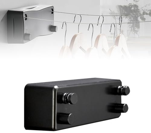 Wäscheleine Ausziehbar Wandmontage 2x5,2M Edelstahlseil | Einziehbare Wäscheleine für Balkon Badezimmer Waschküche Camping, Doppelseil Tragbar bis 25kg Ohne Bohren & Schrauben Montage