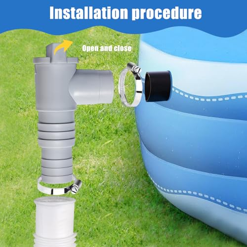 Forhome 2 PCS Rubinetto di intercettazione,Valvola Piscina per Piscine con connettore Tubo da 32 mm, Adattatore per Tubo per Piscina, Accessori di Manutenzione con 4 Morsetti per Tubi