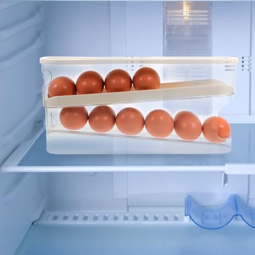 Gadpiparty Porta Huevos Para Refrigerador Ruedas Huevera Organizador De Plástico Dispensador De Huevos Grande