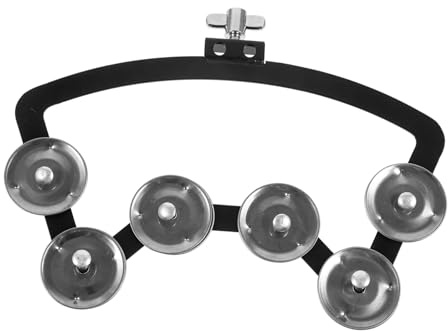 COSMEVIVI Robustes Tamburin Schlagzeugzubehör mit 12 Silbernen Schellen für 13–14 Zoll Snare Drum Handglockeninstrument für Bands Solo Party