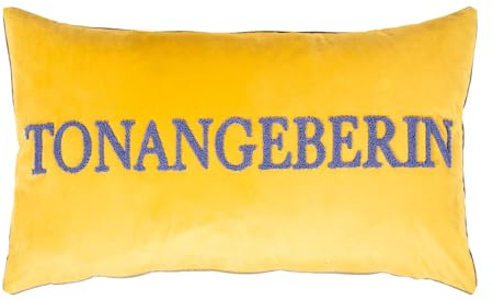 Pad Home Kissenhülle Tonangeberin Yellow Dekokissen Kissenbezug Statement Schriftzug Spruch Gelb Lila 35 x 70 cm